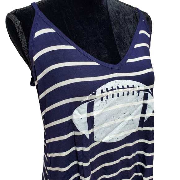 Live Love GameDay Football Tank Top Navy White Striped Small - Picture 6 of 9